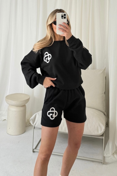 Mini Los Angeles black embroidered sweater jogger loungewear main image 1
