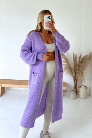 Mauve long shop cardigan