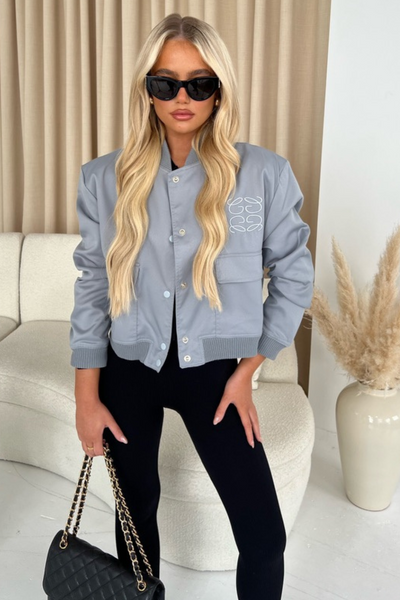 Bomber Jacket Fashion Women Outfit Ladies Grey Bomber Jacket Grey