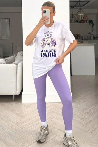 Jadore teddy lilac printed tee & legging coord – Glamify Famous