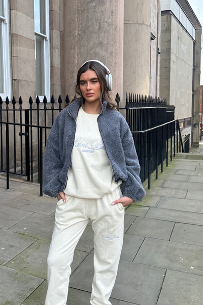 Harriet steel grey zip fleece jacket – Glamify Famous For Loungewear