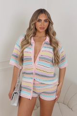 Lauren multi crochet top & mini shorts co ord