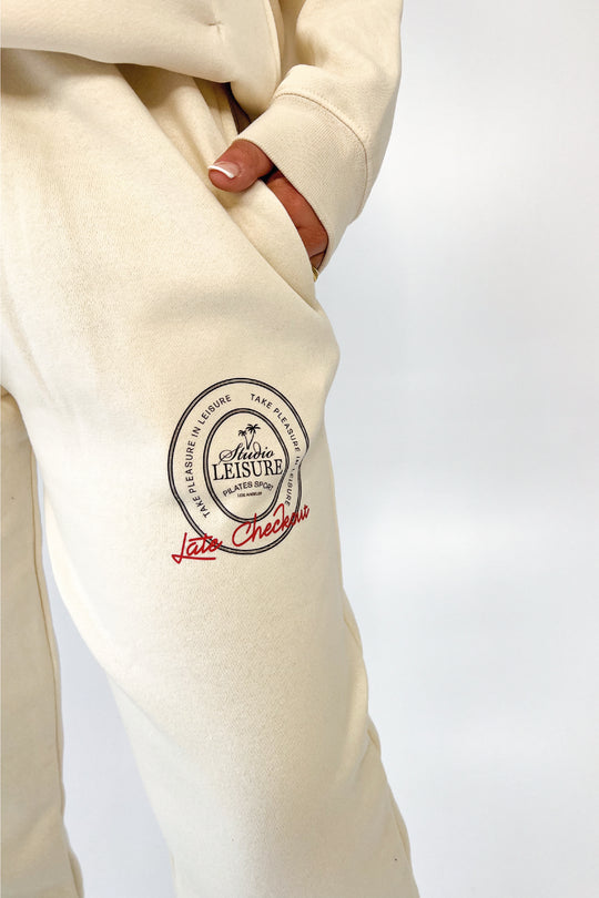 Studio Leisure checkout ecru and red printed jogger