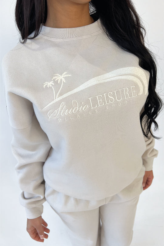 Studio Leisure pilates bone embroidered premium sweater