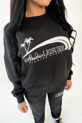 Studio Leisure pilates black embroidered premium sweater