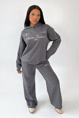 Studio Leisure cursive steel grey embroidered straight leg jogger