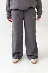 Studio Leisure cursive steel grey embroidered straight leg jogger