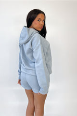 Studio Leisure baby blue palm tree embroidered premium relaxed hoodie