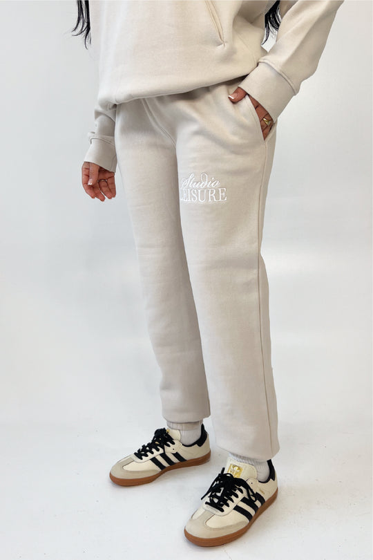 Studio Leisure cursive bone embroidered relaxed jogger