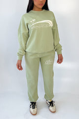 Studio Leisure cursive sage embroidered relaxed jogger