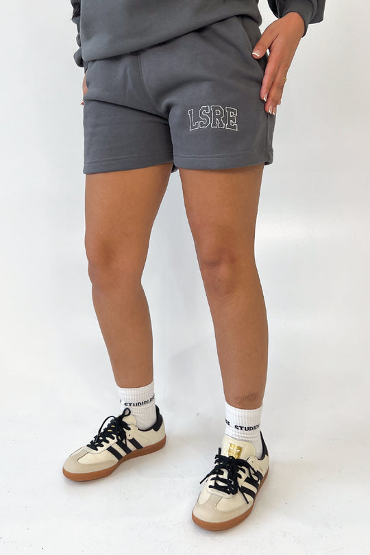 Studio LSRE varsity steel grey embroidered shorts
