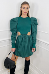 Tyler Green Cut Out Knitted Puff Sleeve Dress Dresses
