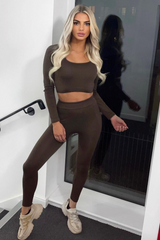 Kadie Brown 2 Piece Cropped Activewear Set Co Ord