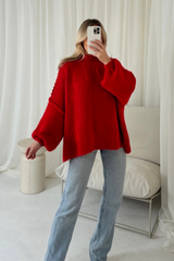 Adelaide red oversized knit  jumper