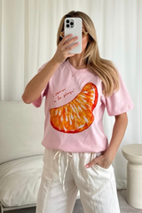 Tangerine Printed pink T-shirt