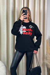 Santa baby black printed sweater