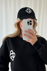 G monogram black embroidered baseball cap