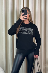 J'adore Xmas black embroidered sweater