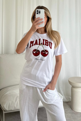 Malibu cherry printed white T-shirt