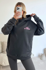 Out of office steel grey printed premium relaxed hoodie