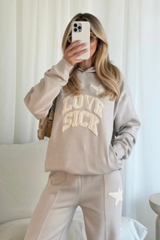 Love sick bone applique embroidery premium relaxed hoodie