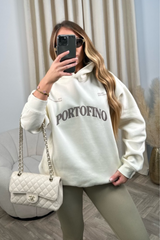 Portofino embroidered ecru hoodie and legging set
