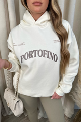 Portofino embroidered ecru hoodie and legging set
