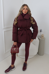 ALASKA BURGUNDY SHORT PADDED DUVET PUFFER COAT