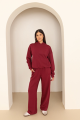 Burgundy embroidered logo pullover hoodie