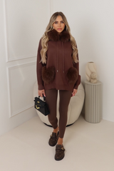 Nila Brown faux fur hoodie