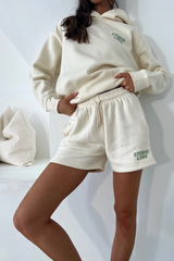 Studio LSRE bubble ecru printed premium relaxed hoodie