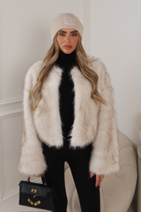 LAUREN WHITE FLECK FAUX FUR JACKET