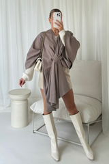 Faith beige wrap tie cape