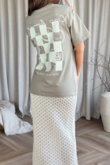 Ciao amigo back print faded khaki boxy t-shirt