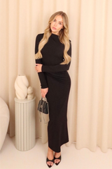 Lindsey black knot front maxi dress