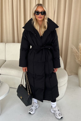 Blossom Black Long Padded Duvet Coat Coats & Jackets