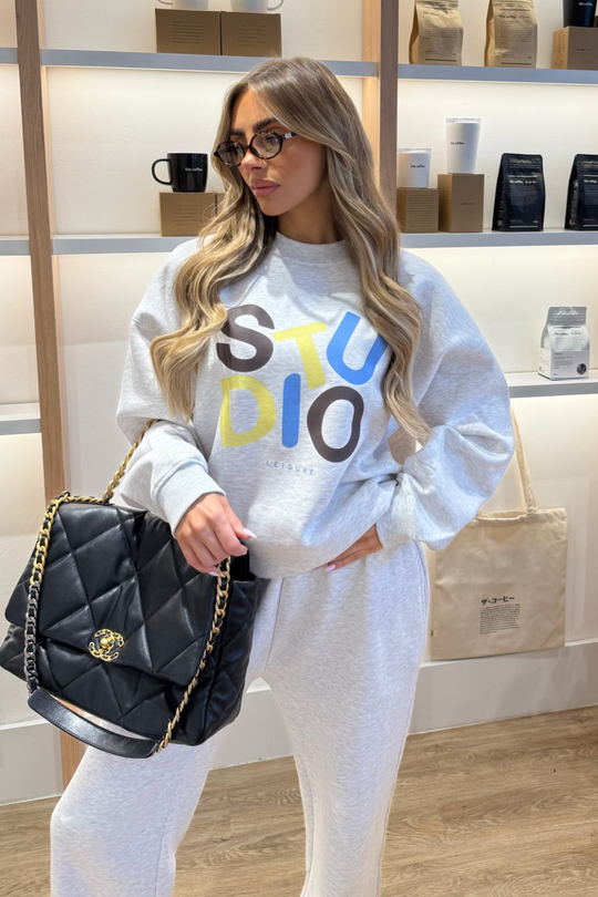 STUDIO LEISURE ESSENTIAL MARL COLOUR PRINTED SWEATER