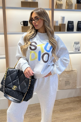 STUDIO LEISURE ESSENTIAL MARL COLOUR PRINTED SWEATER