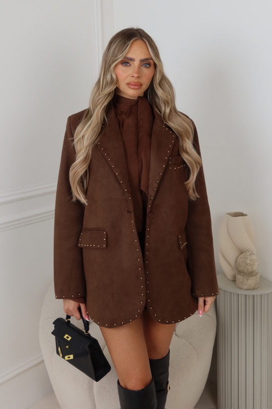 Shilo chocolate faux suede blazer