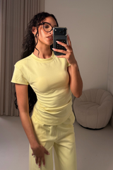 DAPHNE LEMON TOP AND TROUSER CO ORD TWO PIECE SET