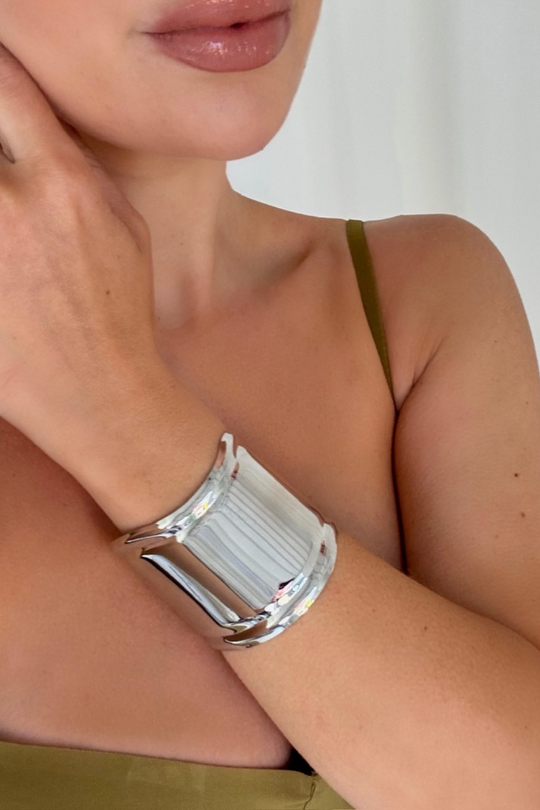 Lola silver open cuff bangle