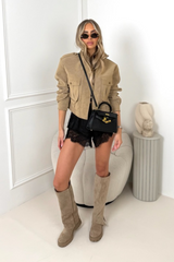 Jamie beige faux suede jacket