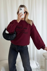 Take me to paris burgundy knit sweater
