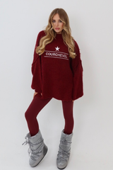 Courchevel burgundy embroidered oversized knit jumper
