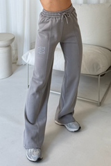 GeGe embroidered slate grey straight leg jogger