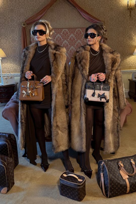 Pipa camel long faux fur coat