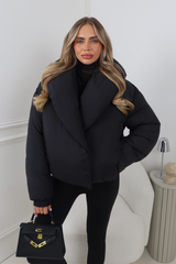 HOLLY BLACK OVERSIZED COLLAR PUFFER JACKET