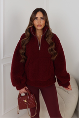Maisie burgundy 3/4 zip fleece