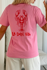 La dolce vita pink printed T-shirt