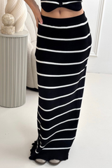 Louise black striped waistcoat & maxi skirt co ord